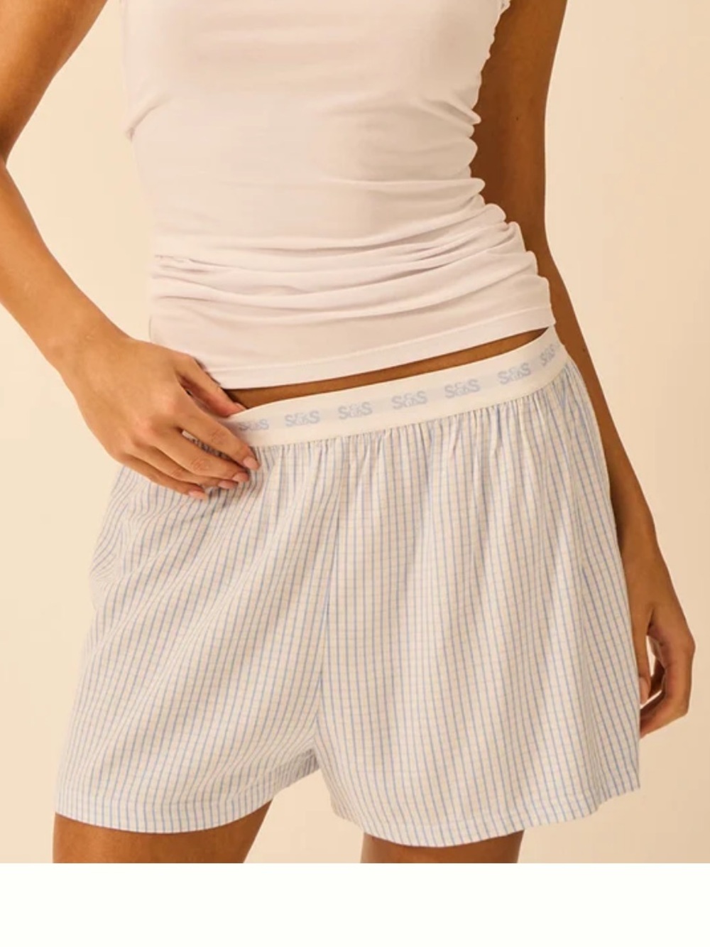 Stripe & Stare Blue Soft Brushed Woven Pajama Shorts